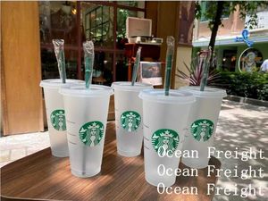 Starbucks Mermaid Goddess 16 unz 24 unz Tubblers Kubki plastikowe dri hmje