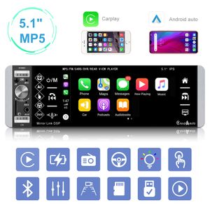 Receptor de rádio de 5,1 polegadas de áudio MP5 Apple CarPlay Receptor de rádio Bluetooth Auto Smart Voice Control Am FM Radio Receiver