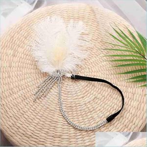 Wedding Hair Jewelry Gatsby Bridal Feather Opaska na głowę Indian Bohemian HEPREAR Ems Kobiety Dzieci Dzieci Drop dostawa je dhgarden dh58x