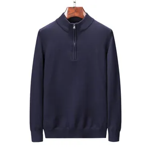 Camisolas de suéter de masculino Longo de algodão marrom de algodão redondo linhas de bordado de bordado moda moda masculina suéter pólo de pólo Mantenha quente no inverno m-3xl.