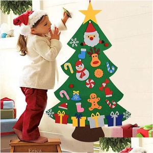 Noel dekorasyonları Noel dekorasyonları çocuk Diy Felt Tree Dekorasyonu Ev Navidad 2022 Yıllık Hediyeler Süsler Noel Baba Xma DHBRC