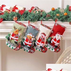 Noel dekorasyonları Noel dekorasyonları 4pcs çorap çuval xmas hediye şeker çantası şömine ağaç süsleri neşeli çorap navidad evet dhkim