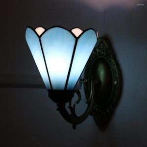 Lampy ścienne śródziemnomorska lampa tiffany retro witraino glass Dragonfly Luminaires na el salon korytarz sypialnia wystrój światła