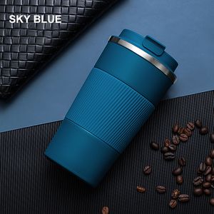 Water Bottles 380ml510ml Double Stainless Steel Thermos Mug with Nonslip Case American Coffee Cup Car Vacuum Flask Travel Insulated Bottle 221124