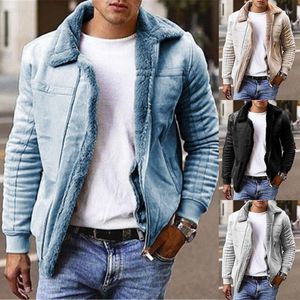 Men's Thicken Thermal Faux Fur Overcoat Faux-Leather Jackets And Coats Fleece Lined Winter Warm Parkas Outerwear