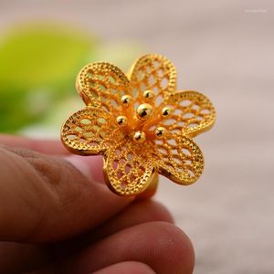 Pierścienie klastra darmowy rozmiar kwiat modny Etiopski złoty kolor pierścienia dla kobiet/nastoletnich dziewcząt urok biżuteria afrykańskie arabskie przedmioty