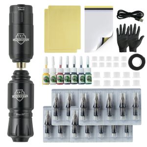 Kit de tatuagem sem fio para máquina de tatuagem, mini-foguete completo, cartucho de bateria, agulhas, fonte de alimentação, tintas, conjunto de canetas de tatuagem rotativas 221123