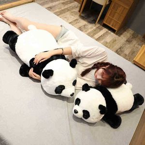 Cartoon 1Pc 50110Cm Giant Soft Lying Panda Pillow Plush Toy Stuffed Animals Pop Sleepy Pillow Bed Pillow Gift For Kids J220729