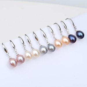 Orecchini pendenti anallergici CZ solido argento puro 925 multi colore autentico orecchino a goccia di perle naturali regalo da donna