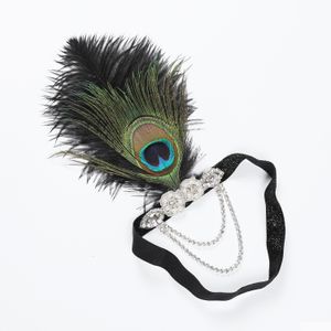 Hårnålar Art Deco 20th Century Peacock Feather Headbonad Gatsby pannband Drop Leverans smycken Hairjewelry Dhgarden Dhcrx