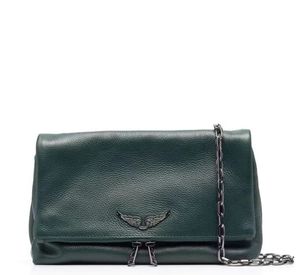 Zadig Voltaire Bag designer Bag French ZV Design Utsökt vinge Hot borrad mörkgrön litchi mönster axelväska handhållen crossbody väska kvinnors väska zhouzhoubao123