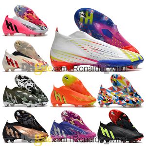Gift Bags Mens High Ankle Football Boots Laceless Predator Edge FG Firm Ground Cleats X Geometric 22 World Cup Soccer Shoes Top Outdoor Trainers Botas De Futbol