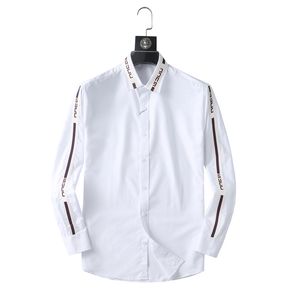 Men's Casual Shirt Spring and Autumn highquality Business classic fashion Long Sleeve Shirt solid color embroidered badge decorated shirts Size M-XXXL #888