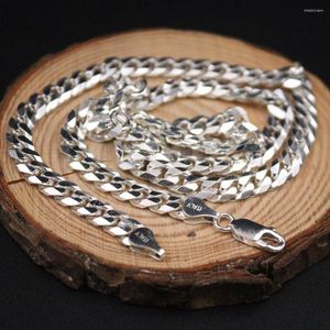 Catene Real Fine Pure S925 Sterling Silver Chain Uomo Donna Solid Curb Link Collana