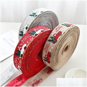 Christmas Decorations Christmas Decorations Ribbon Imitation Wire Edge Linen Decoration Red And Green Snowflake Plaid 2 M/Roll Drop Dhgno