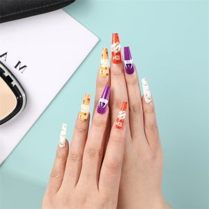 Ballerina Nail Full Cover Detachable Press On Nails Art DIY Wearable Finished Glitter French Nail With Butterfly Pattern Design