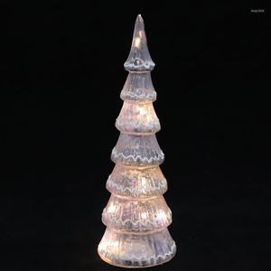 Christmas Decorations LED Glass Tree Light Glowing Night Shining Xmas Year Festival Party Tabletop Decoration Gift