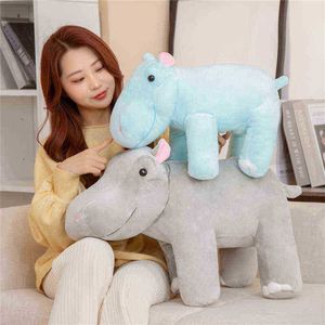 5570Cm Stuffed Hippo Cuddle Soft Cute Cartoon Animal Stuffed Kawaii Doll Cute Home Decoration Baby ldren Christmas Gift J220729