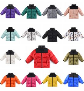 Kinder Daunenmantel für Jungen und Mädchen, Designer-Winterjacke, warme schwarze Kleidung, rot-gelbe Parka-Pufferjacken, Outdoor-Druck, Oberbekleidung für Kinder, Windjacke