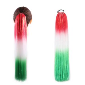 Рождественский цвет Ombre синтетический хвост волосы с плетеной плетено