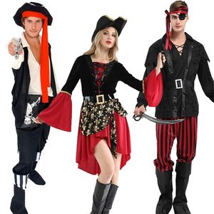 Kostium motywu kostium Halloween Pirat z kapeluszem dla kobiet mężczyzn dorosły mężczyźni Kapitan Jack Sparrow Pirates of the Caraiban No Broń 221124