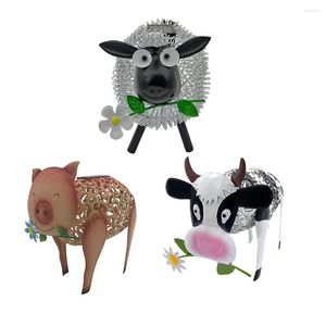 Solar Cow Statue Lamps Resin Ornament Yard Sculpture Figurine Garden Decor LED Light Waterproof Christmas Ornaments