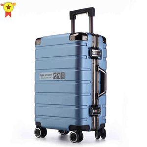 Zoll Große Kapazität Passwort Box Aluminium Rahmen Roll Koffer Reise Gepäck Tasche Universal Rad Trolley Fall J220707