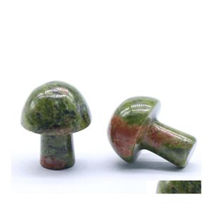 Pedras preciosas de gemas de gemas de cogumelo de 20 mm estatueta de pedra de pedras preciosas figurina esculpida em cogumelos de pedra n￣okita para cura Chakra Reiki Ncing h dhqsd