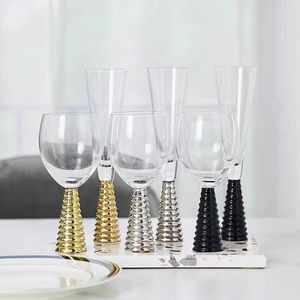 Wine Glasses Nordic Gold Silver Goblet Champagne Wine Glasses Modern Creative Light Luxury Dining Table Bar Utensils Counter Cocktail Glass 221124