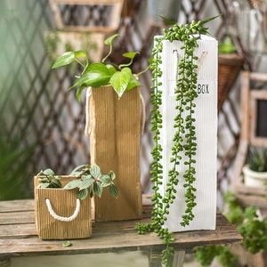 Vases Kraft Paper Bag Ceramic Flower Pot Vase Basket Gardening Garden Decoration