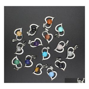 H￤nge halsband Infinity Love Heart Pendant Necklace For Women Girl Birthstone Crystal Chakra Yoga smycken finns i olika Co Dhop0