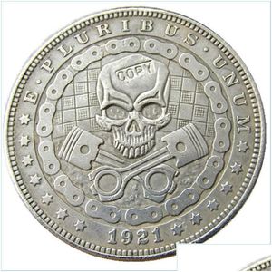 Konst och hantverk Arts and Crafts HB73 Hobo Morgan Dollar Skl Zombie Skeleton Copy Coins Brass Craft Ornaments Home Decoration Accesso DHYWP