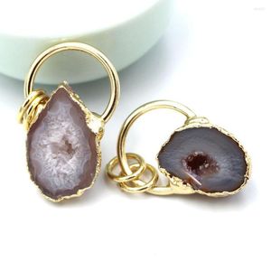 Anhänger Halsketten 5 stücke Unregelmäßige Natürliche Geode Druzy Achat Cluster Stein Anhänger Gold Kanten Für DIY Rohe Grobe Reparatur Erz heilung Halskette