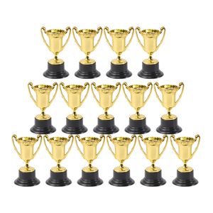 Decorative Objects Figurines 30pcs Golden Mini Award Trophy Plastic Reward Prizes Children Gift Toys Decor Trophies Small with Base 221124