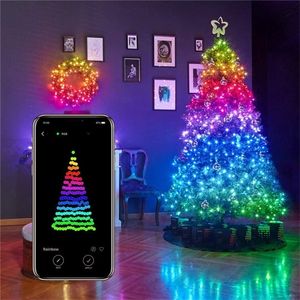 Julekorationer 2m 5m 10m smart koppartr￥d led str￤ng Fairy Light Bluetooth App Control Wedding Holiday Indoor Garland p￥ gardinen 221123