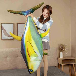 Creativo 125 Cm 3D Simulazione Tonno Peluche Riempito Morbido Animale Pesce Peluche Cuscino Cuscino del Divano ldren Regalo decorazioni per la casa J220729