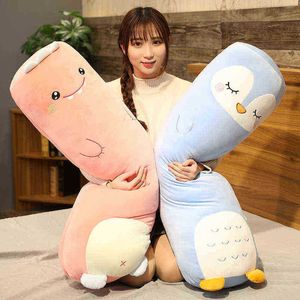 70100Cm Cartoon Long Pillow Anime Rabbit Dinosaur Pig Teddy Bear Husky Duck Plush Toy Stuffed Soft Doll Pillow ldren Girls Gift J220729