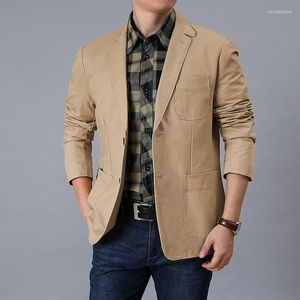 Men's Down Spring Autumn Blazer Jacket Men Casual Slim Fit Single Breasted Military Cotton Breathable Coat Large Size M-5XL