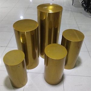 5pcs electric gold mirror iron material round cylinder party wedding decoration plinth311B