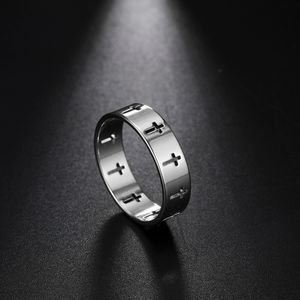 Stainless Steel Couple Rings Silver Color Supernatural Cross Women's Men's Ring Engagement Wedding Gift Fashion Jewelry