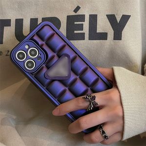 Fashion D Quadrate Cover Phone Hülle für iPhone Pro Max Mini Pro X XS plus Markenfarbe Cases Bunt Purple Hard Shell