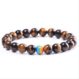 Bracciale con fili di perline arcobaleno con perline Bracciale con occhio di tigre Turchese Laa Rock Bracciali con pietre naturali Bracciale rigido Donna Uomo Gioielli di moda Drop Dhzfh