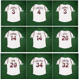 College Baseball indossa la maglia da baseball vintage del 1984 John Kruk Steve Carlton Roy Halladay Bryce 3 Harper Dykstra Pete Rose Jim Bunning Chase Utley Tug McGraw Garry