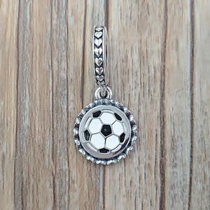 AnnaJewel 925 Sterling Silber Perlen Fußball Dangle Charm Mixed Emaille Charms Passend für europäischen Pandora-Stil Schmuck Armbänder Halskette ENG79201816 AnnaJewel