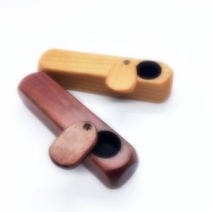 Cool Natural Wood Pipe Portable Rotate Dry Herb Tobacco Cover Filter Mini Smoking Handpipes Straight Rod Innovative Cigarette Holder Wood Tube