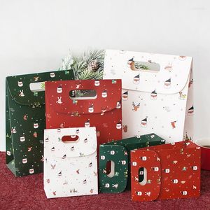 Confezioni regalo Sacchetti natalizi Kraft Craft Xms Candy Packaging Bag Fiocco di neve Carta di Babbo Natale per il confezionamento dell'anno