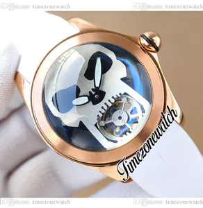 New White Admiral's Cup Bubble Orologio da uomo L016/03268 Quadrante nero Cassa in acciaio Skull Tourbillon automatico Cinturino in caucciù bianco Orologi da uomo Timezonewatch E56