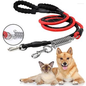 Dog Collars Nylon Traction Rope EVA Reflective Buffer Spring Leash For Medium Small Microfiber Handle Leashes