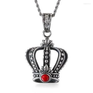 Pendant Necklaces Men's Vintage Stainless Steel Openwork Crown Punk Titanium Hip Hop Jewelry