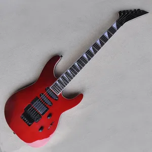 Guitarra elétrica vermelha de metal personalizada com floyd rosa ponte rosa -rosa hardware preto pode ser personalizado